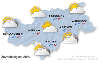 Wetter in Südtirol am 2026-01-13