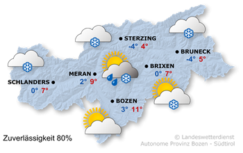 Wetter in Südtirol am 2026-02-16