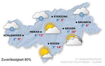 Wetter in Südtirol am 2026-02-20