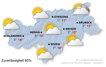 Wetter in Südtirol am 2026-03-16