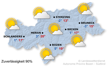 Wetter in Südtirol am 2026-03-24