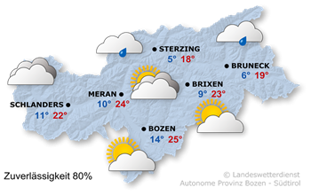 Wetter in Südtirol am 2026-06-12
