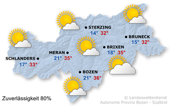 Wetter in Südtirol am 2026-06-25