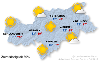 Wetter in Südtirol am 2026-07-02